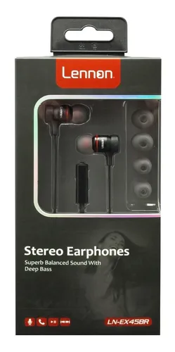 Audifonos Metalicos Con Manos Libres Lennon Ln-ex45 Color Negro